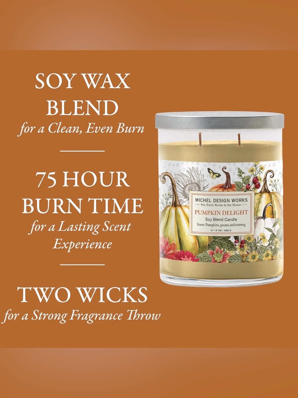 Michel Design Works Pumpkin Delight Soy Blend Candle~pumpkins, pecan, nutmeg/New - Picture 3 of 5